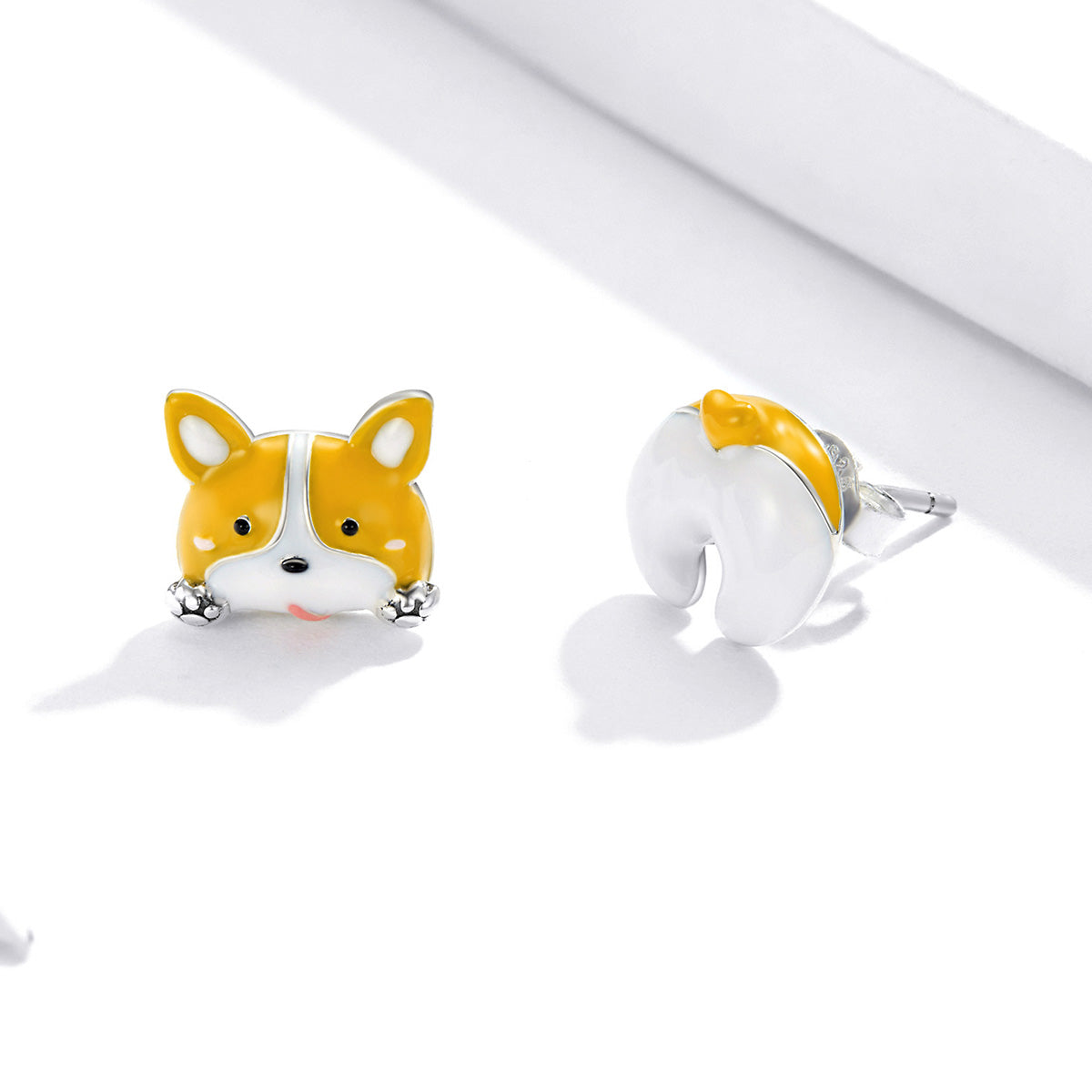 Sterling Silver Corgi Dog Stud Hypoallergenic Earrings