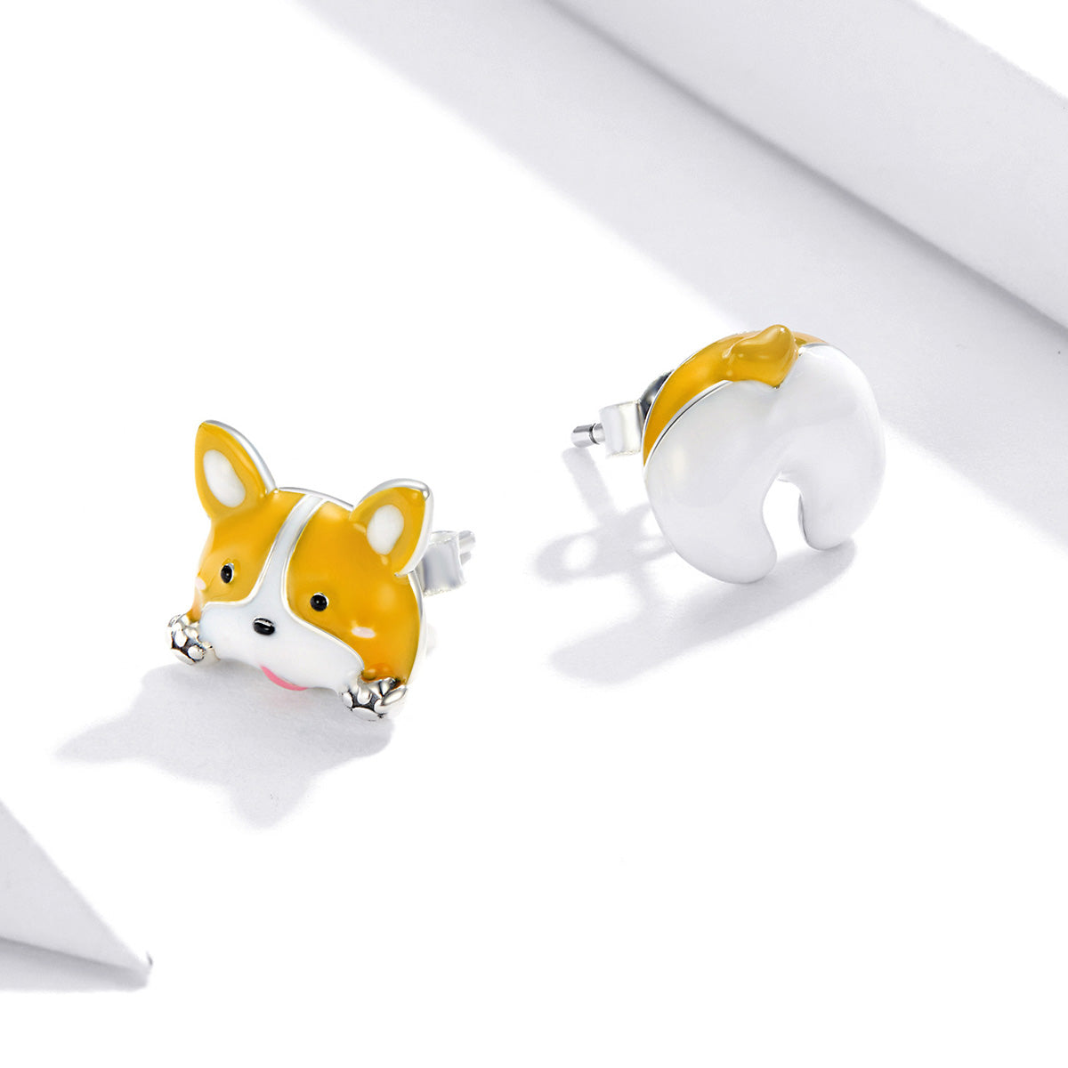 Sterling Silver Corgi Dog Stud Hypoallergenic Earrings
