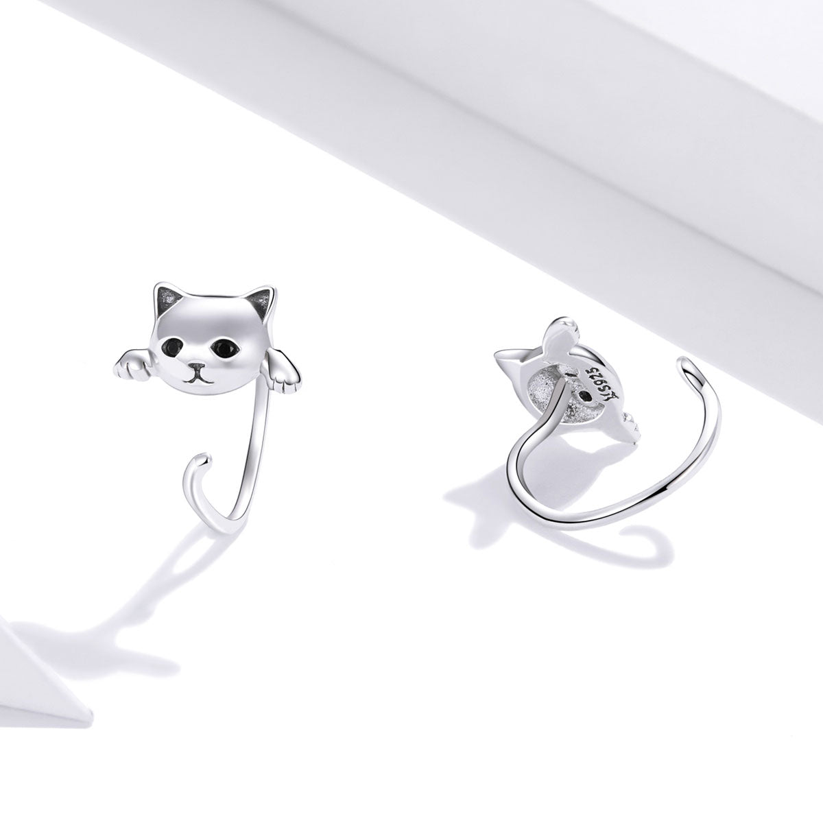 Sterling Silver Cute Cat Wrap Hypoallergenic Earrings
