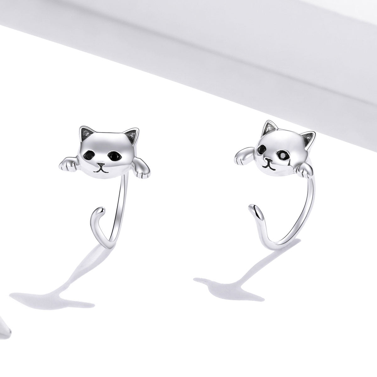 Sterling Silver Cute Cat Wrap Hypoallergenic Earrings