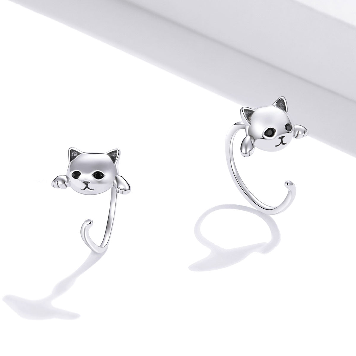 Sterling Silver Cute Cat Wrap Hypoallergenic Earrings