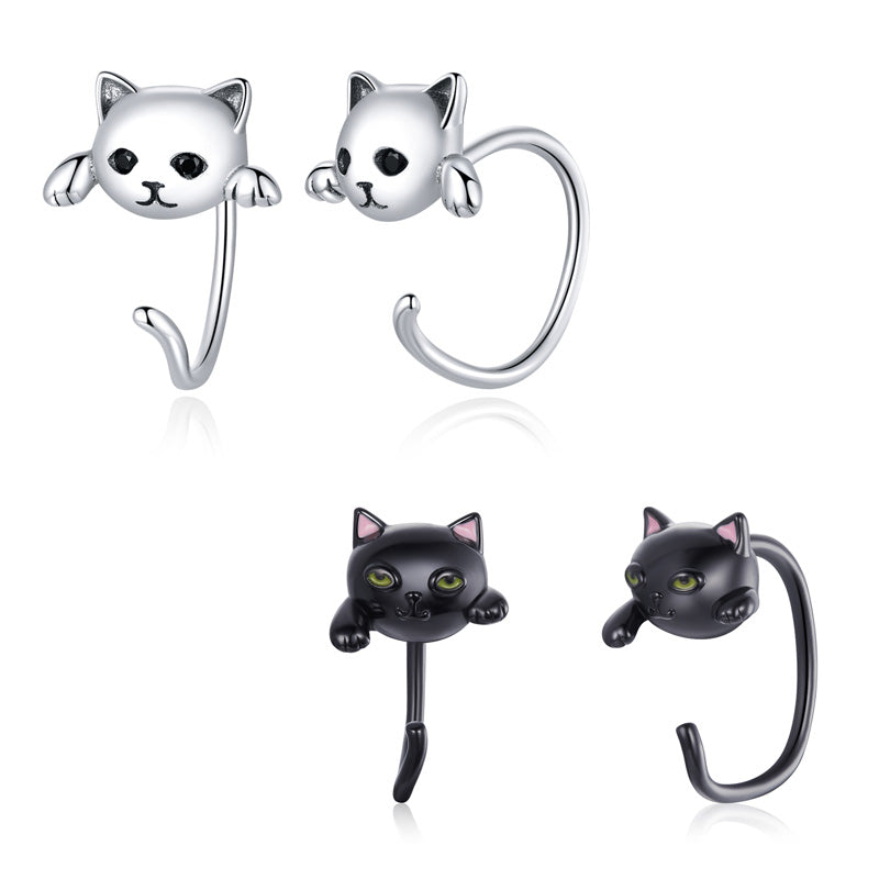 Sterling Silver Cute Cat Ear Spike Hypoallergenic Earrings