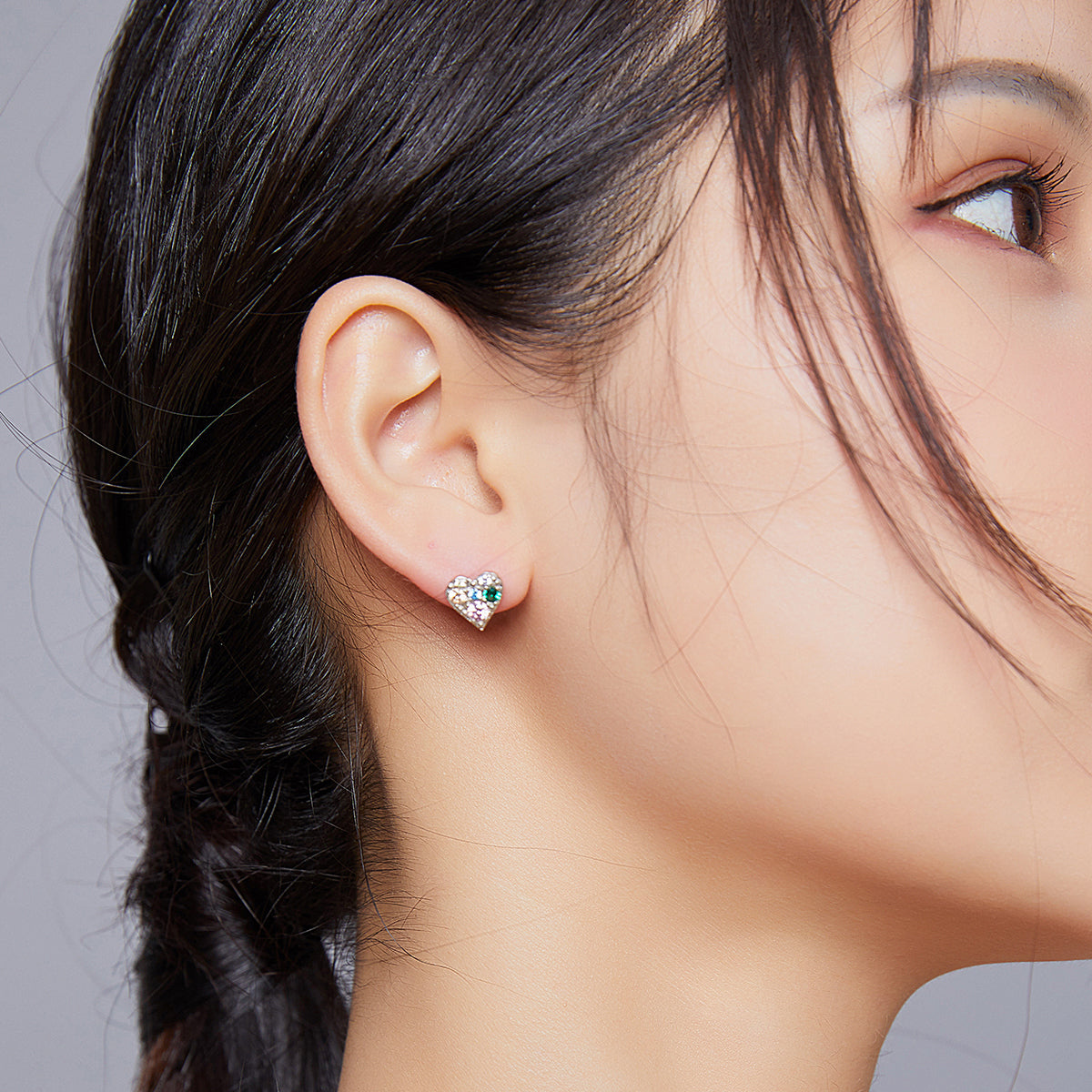 Sterling Silver Colourful Heart Stud Hypoallergenic Earrings