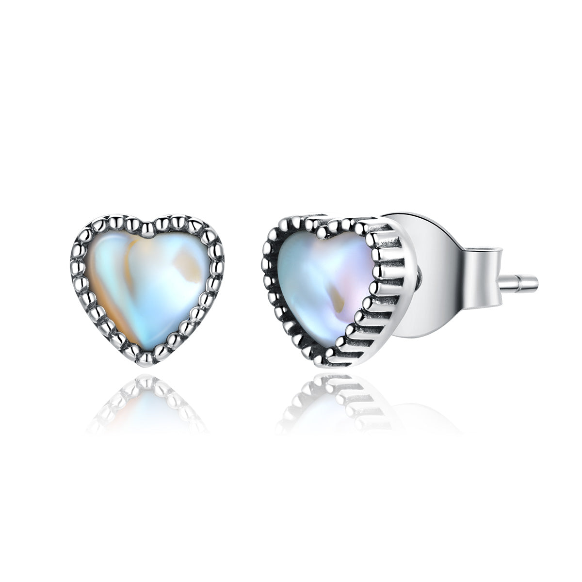 Sterling Silver Glass Heart Stud Hypoallergenic Earrings
