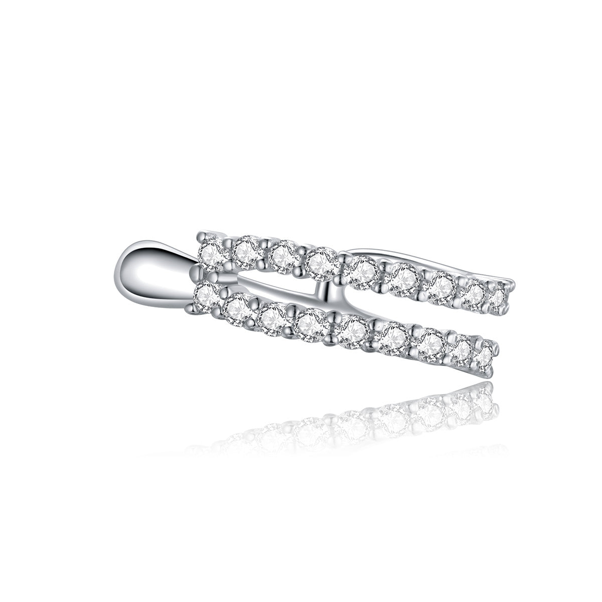 Sterling Silver Clear Cubic Zirconia Clip Hypoallergenic Ear Cuff (Single)
