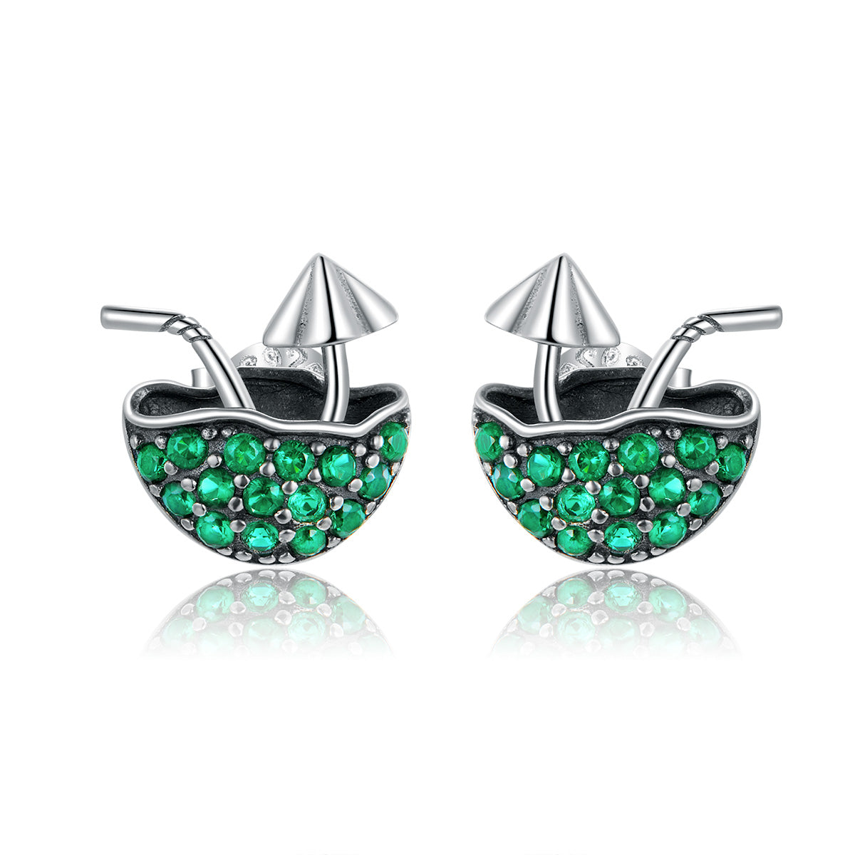 Sterling Silver Relaxing Coconut Drink Stud Hypoallergenic Earrings