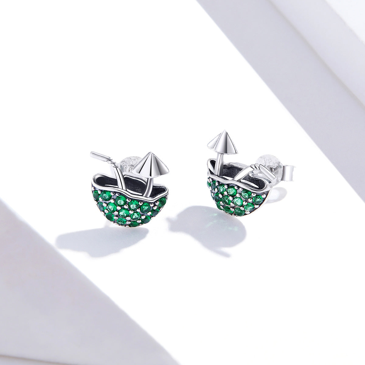 Sterling Silver Relaxing Coconut Drink Stud Hypoallergenic Earrings