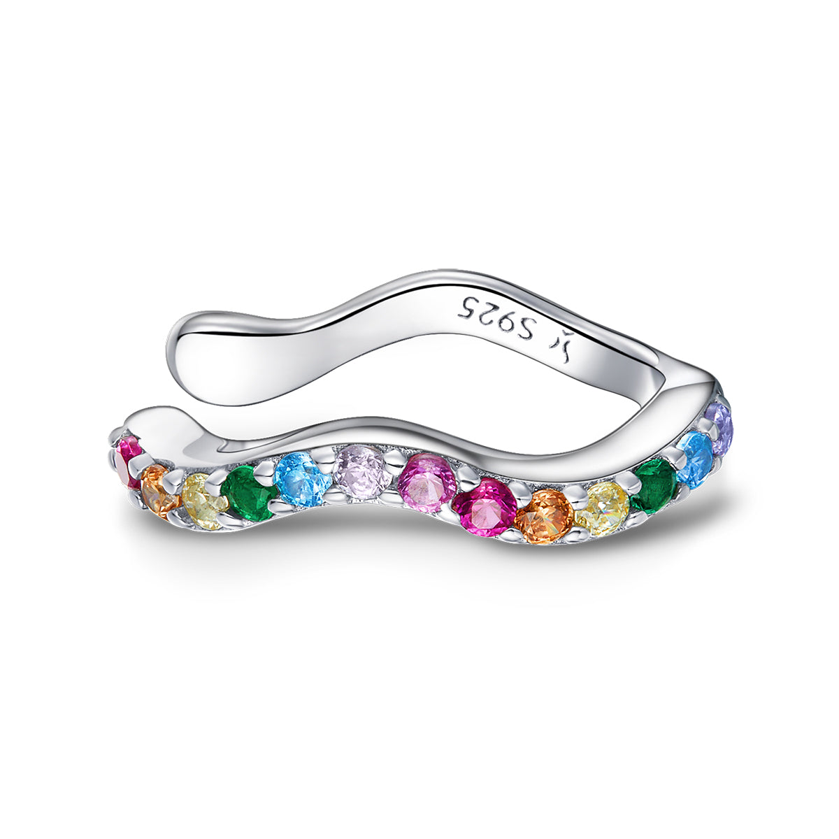 Sterling Silver Rainbow Hypoallergenic Ear Cuff (Single)