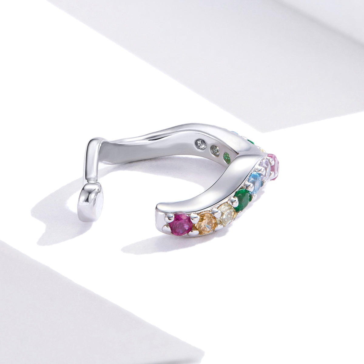 Sterling Silver Rainbow Hypoallergenic Ear Cuff (Single)