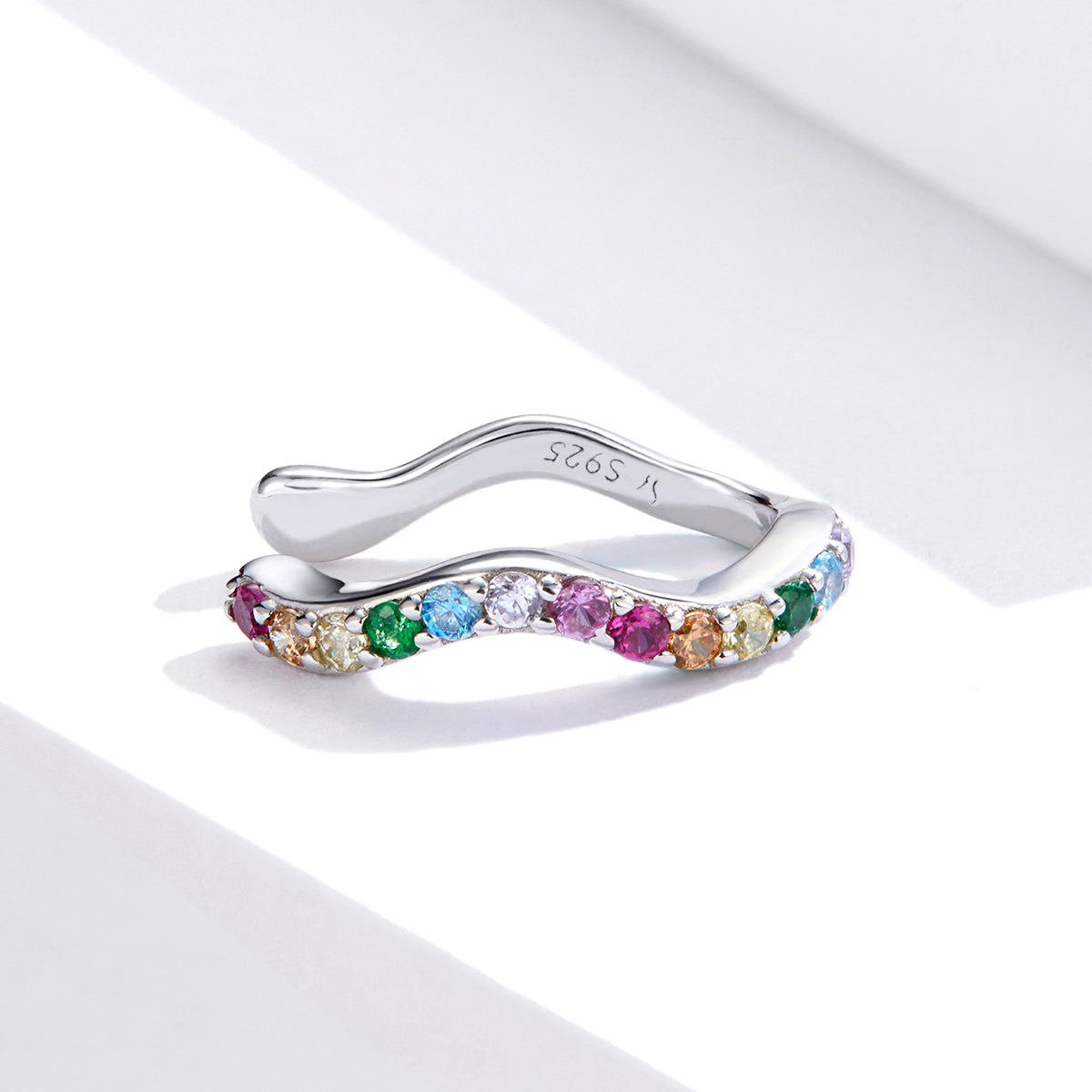 Sterling Silver Rainbow Hypoallergenic Ear Cuff (Single)