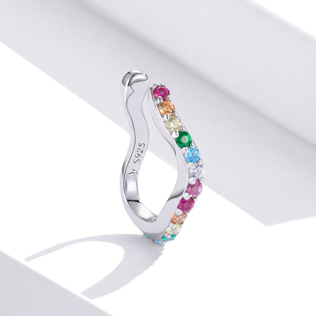 Sterling Silver Rainbow Hypoallergenic Ear Cuff (Single)