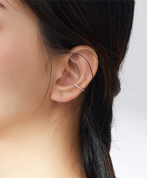 Sterling Silver Cubic Zirconia Hypoallergenic Ear Cuff (Pair)