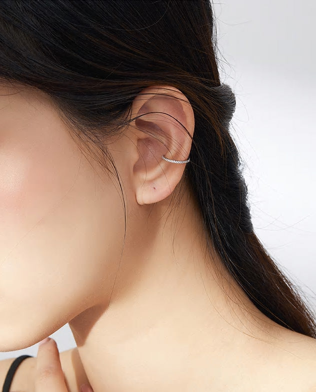 Sterling Silver Cubic Zirconia Hypoallergenic Ear Cuff (Pair)