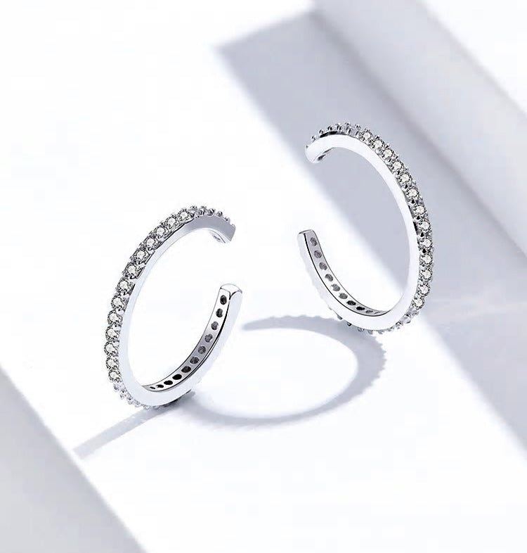 Sterling Silver Cubic Zirconia Hypoallergenic Ear Cuff (Pair)