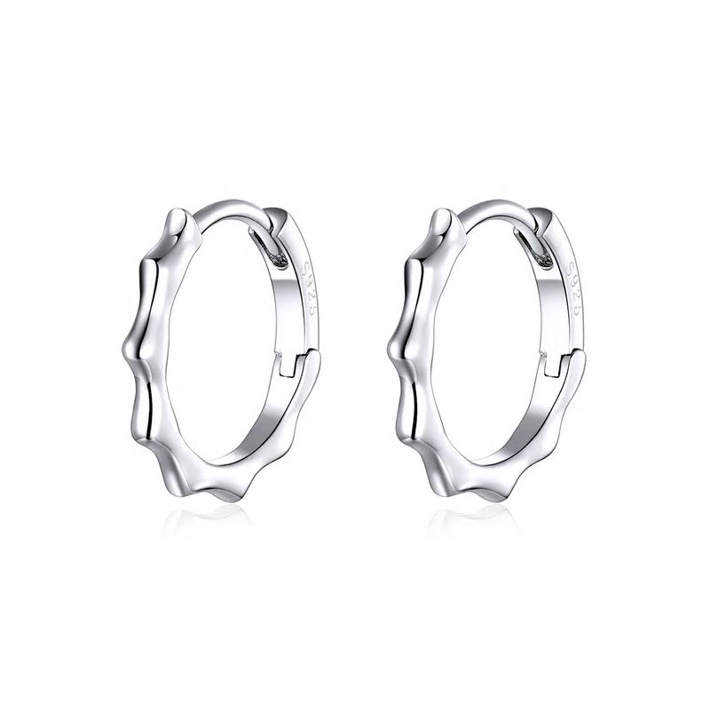Sterling Silver Geometric Huggie Hypoallergenic Earrings