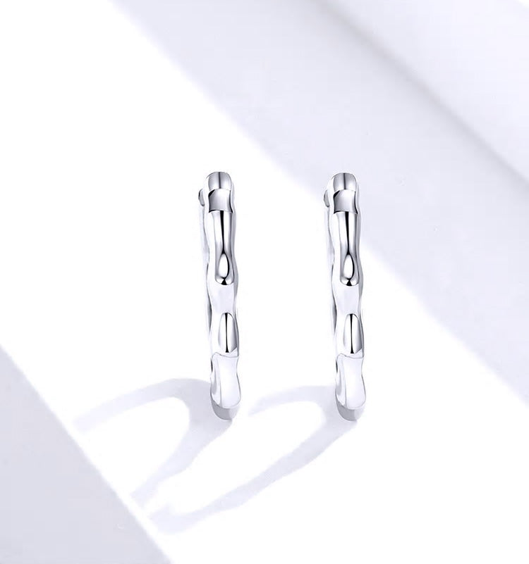 Sterling Silver Geometric Huggie Hypoallergenic Earrings