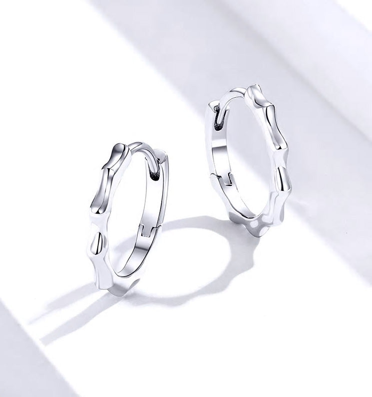 Sterling Silver Geometric Huggie Hypoallergenic Earrings