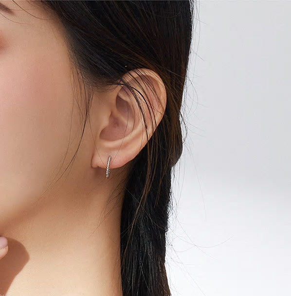 Sterling Silver Rope Huggie Hypoallergenic Earrings