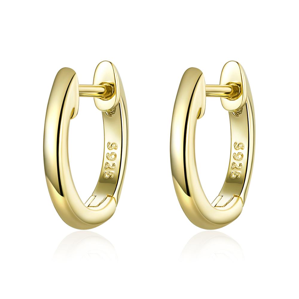 Sterling Silver Simple Round Huggie Hypoallergenic Earrings