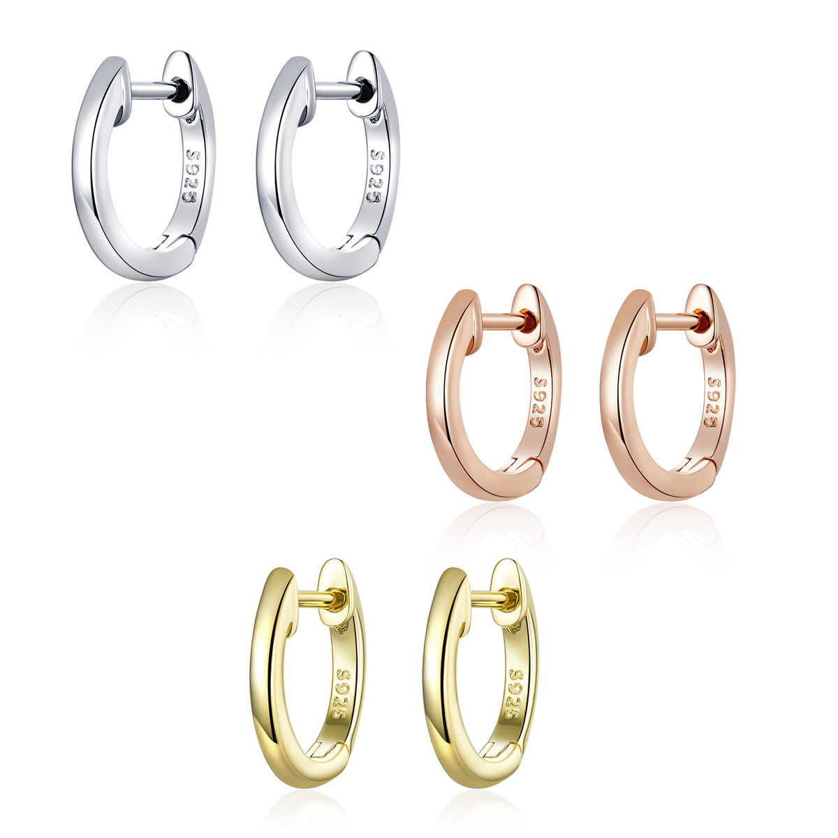 Sterling Silver Simple Round Huggie Hypoallergenic Earrings