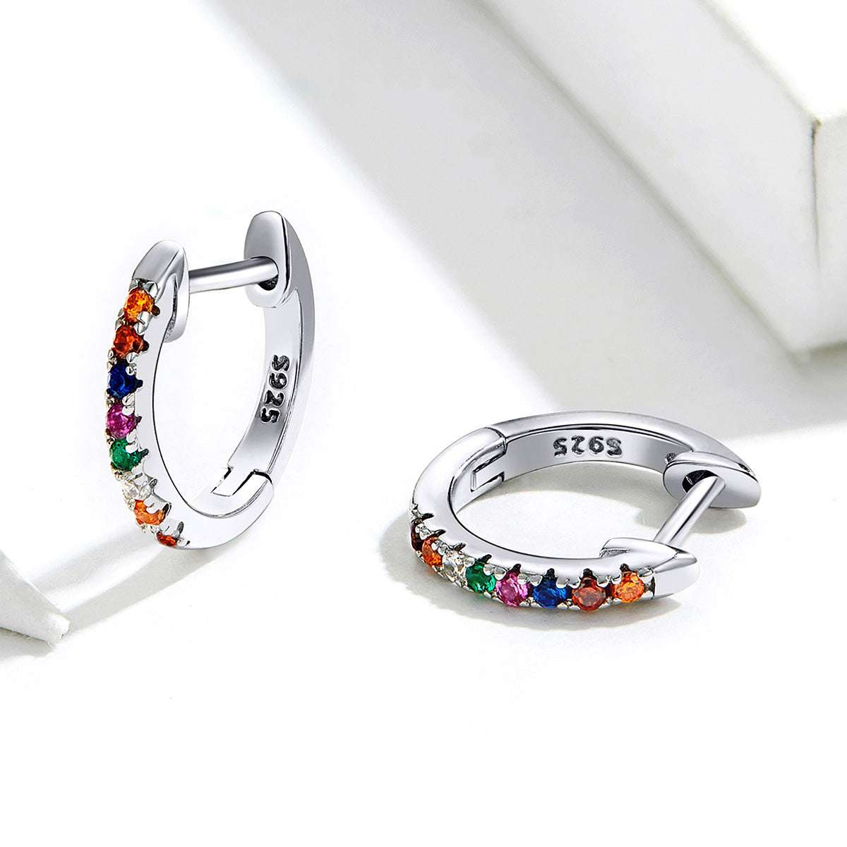 Sterling Silver Colourful Huggie Hypoallergenic Earrings
