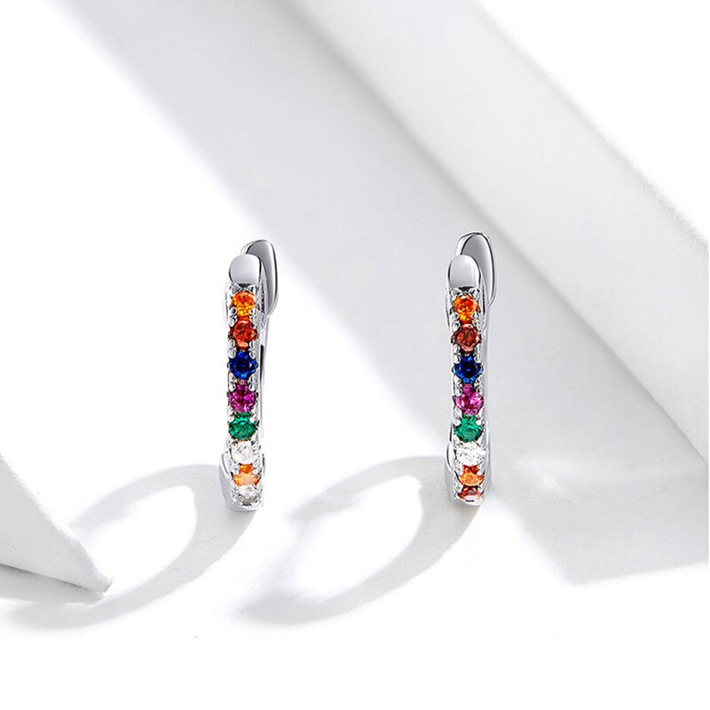 Sterling Silver Colourful Huggie Hypoallergenic Earrings