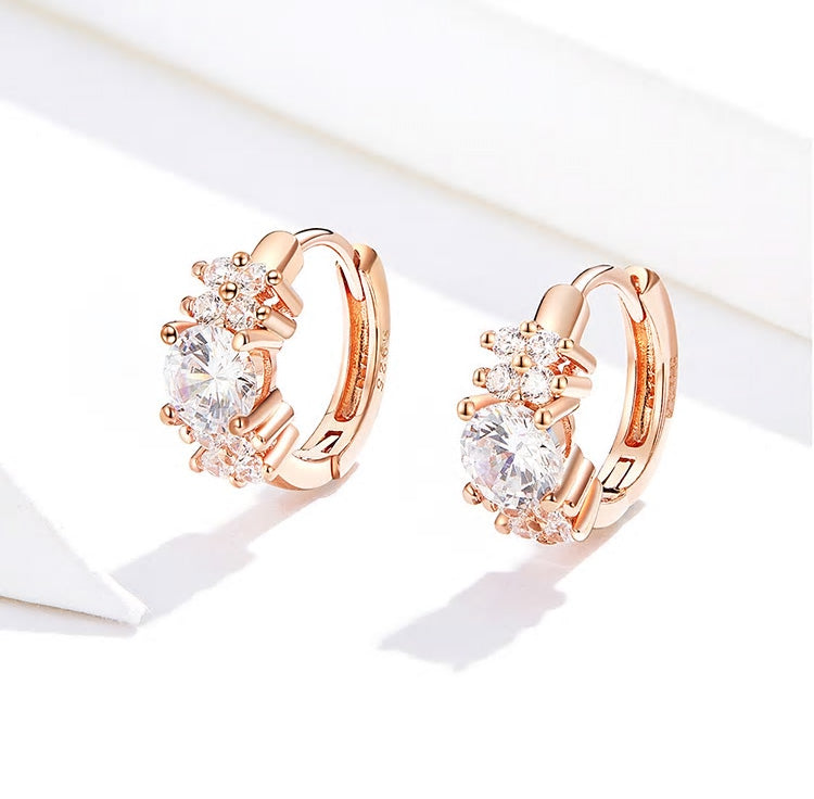 Sterling Silver Trinity Cubic Zirconia Cluster Huggie Hypoallergenic Earrings