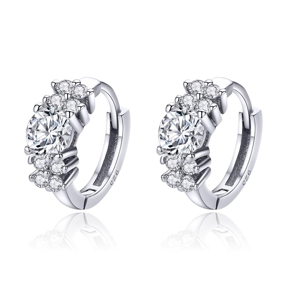 Sterling Silver Trinity Cubic Zirconia Cluster Huggie Hypoallergenic Earrings