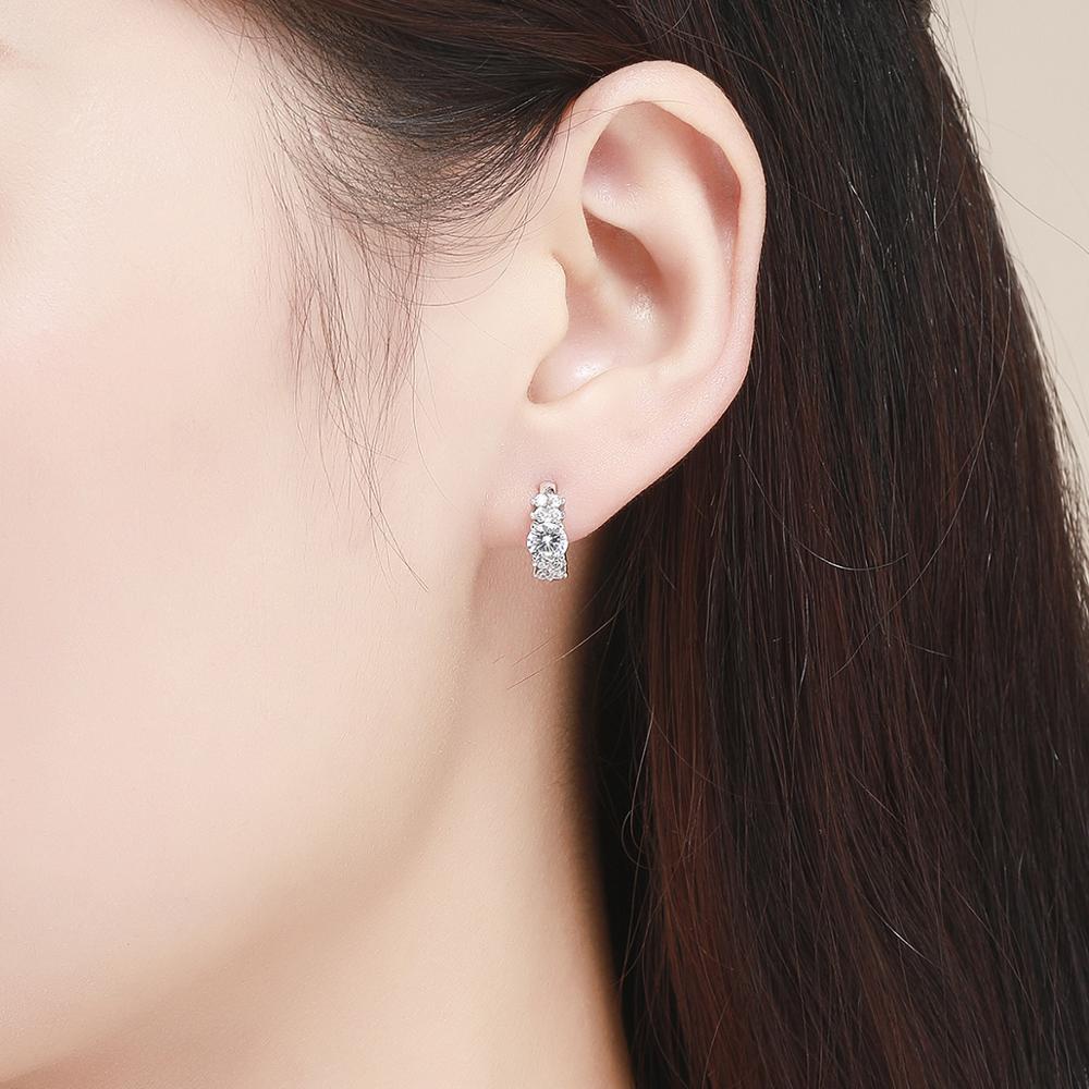 Sterling Silver Trinity Cubic Zirconia Cluster Huggie Hypoallergenic Earrings