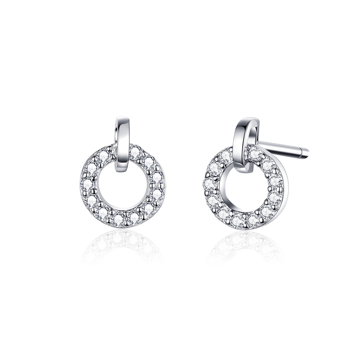 Sterling Silver Round Cubic Zirconia Stud Hypoallergenic Earrings