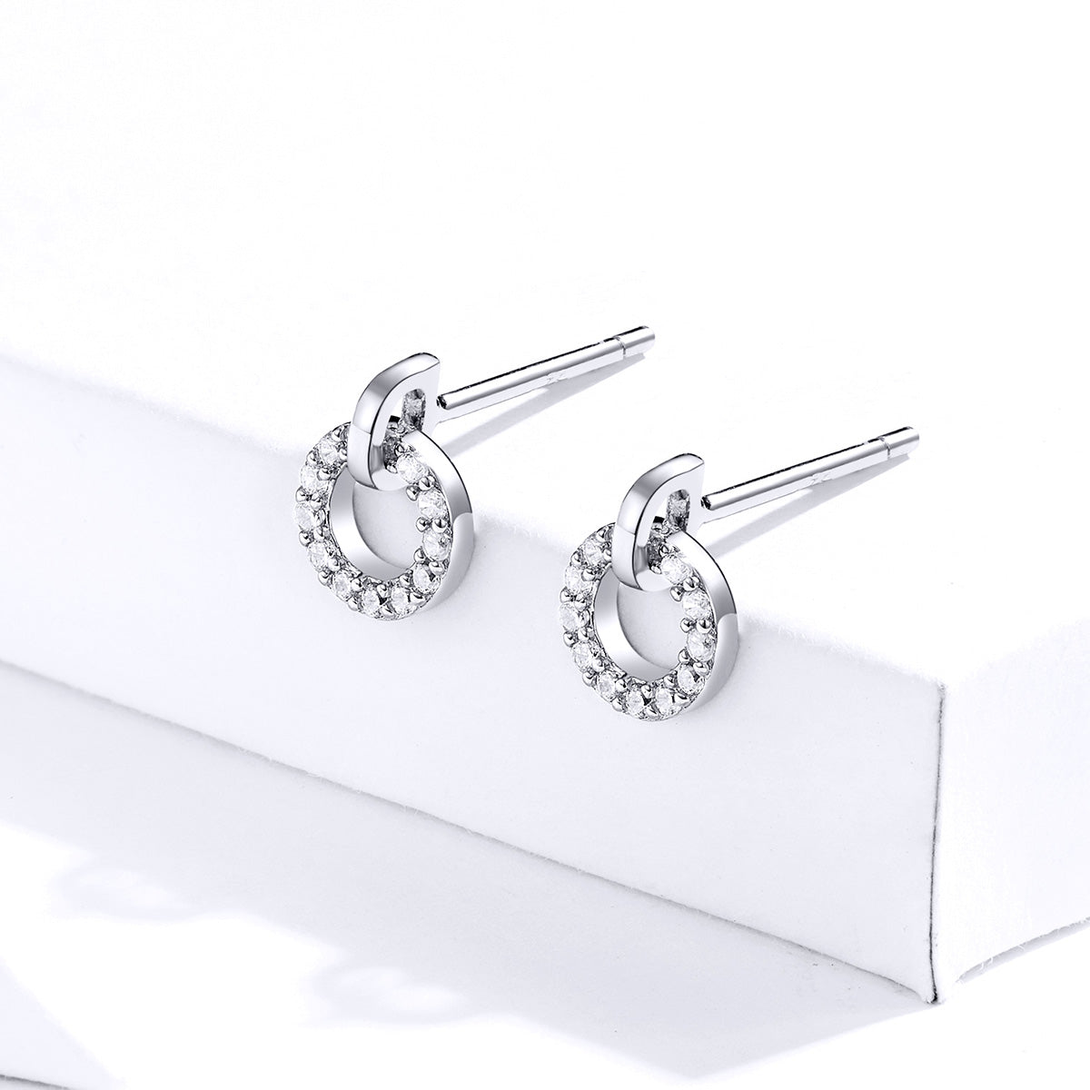 Sterling Silver Round Cubic Zirconia Stud Hypoallergenic Earrings
