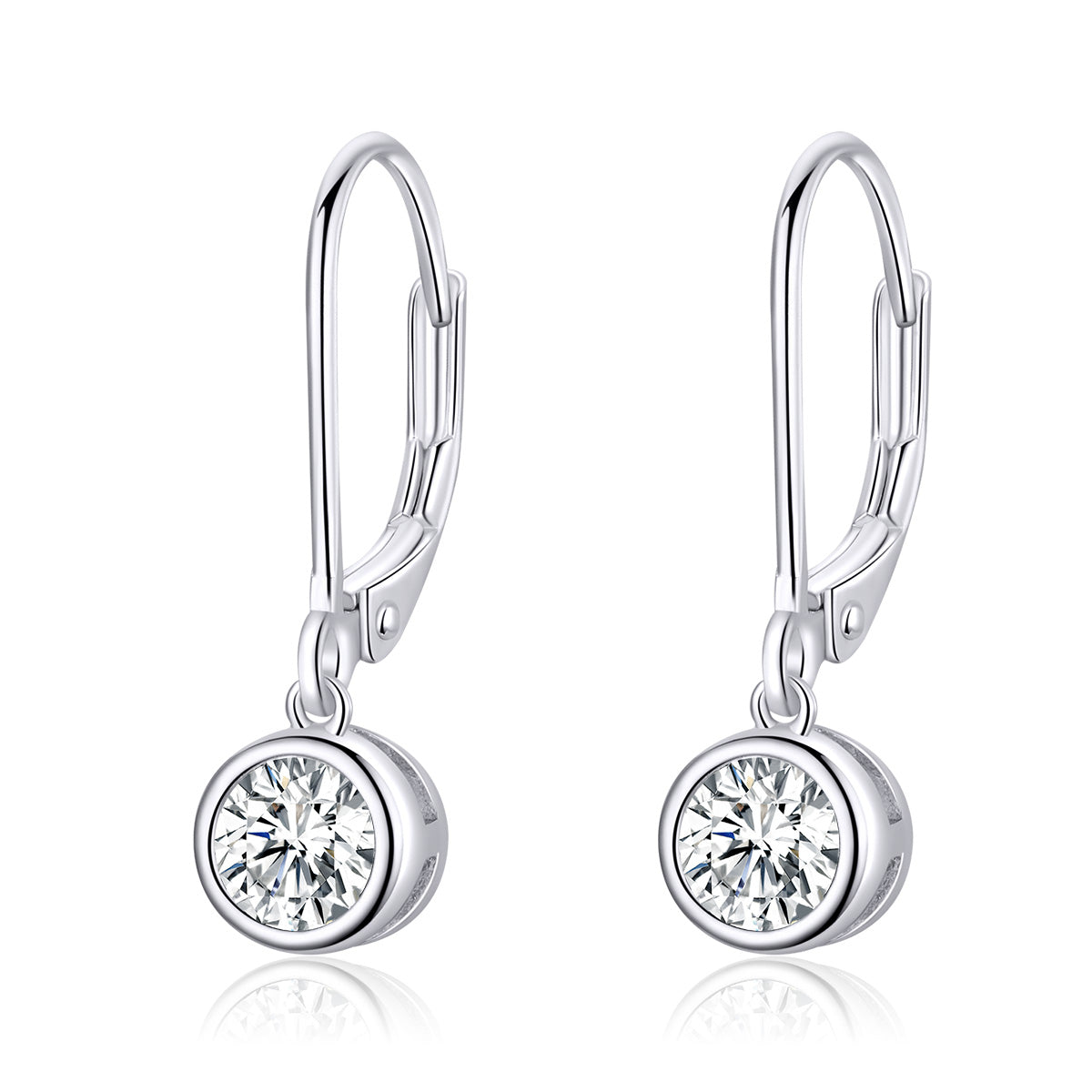 Sterling Silver Clear Cubic Zirconia Leverback Hypoallergenic Earrings