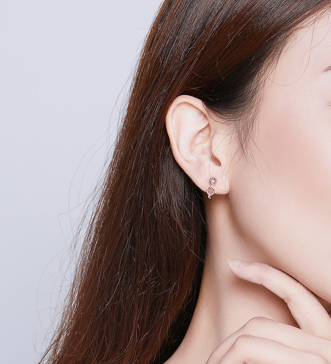 Sterling Silver Infinity Huggie Hypoallergenic Earrings
