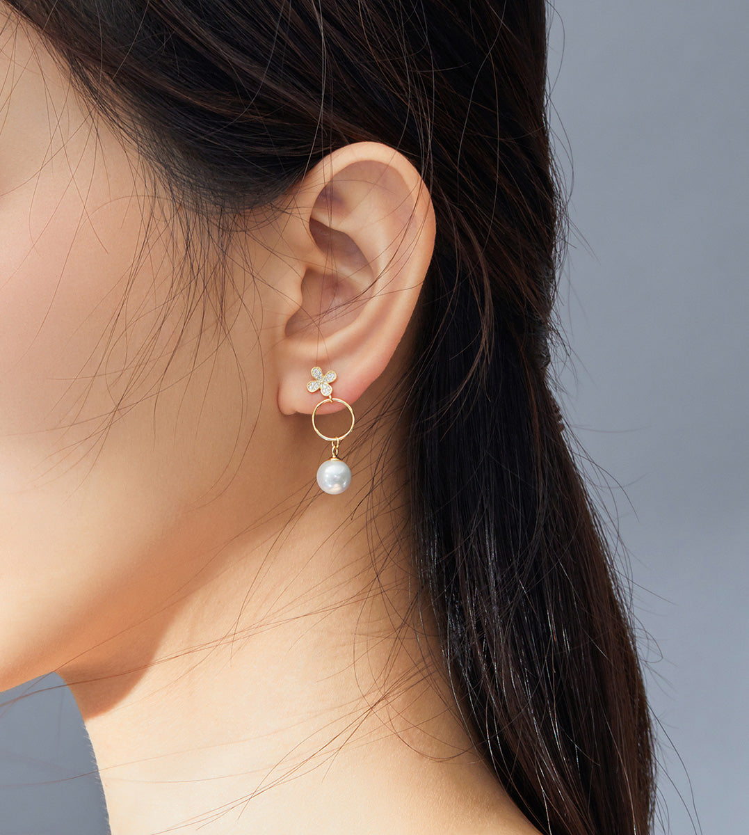 Sterling Silver Flower & Pearl Drop Stud Hypoallergenic Earrings