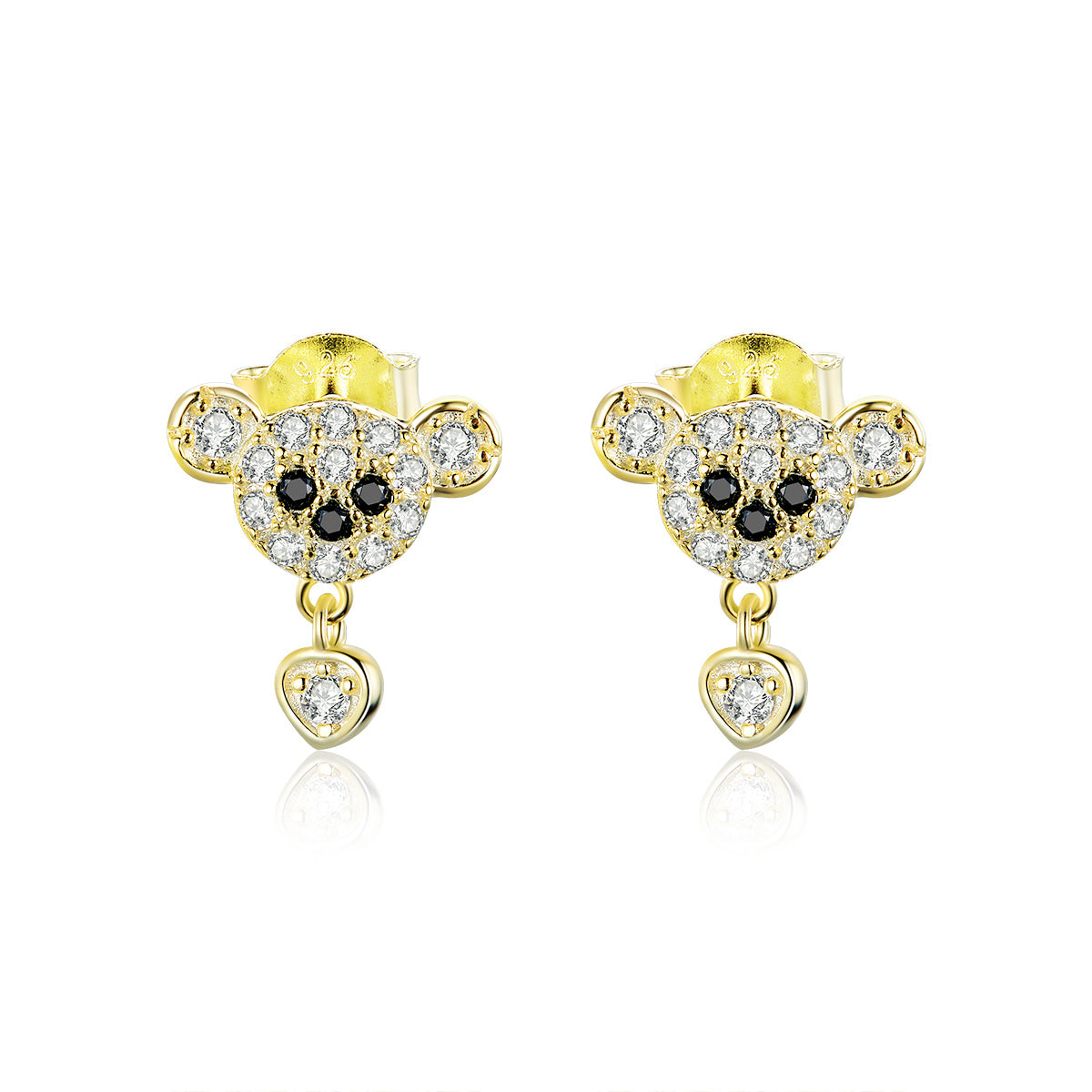 Sterling Silver Cute Bear Stud Hypoallergenic Earrings