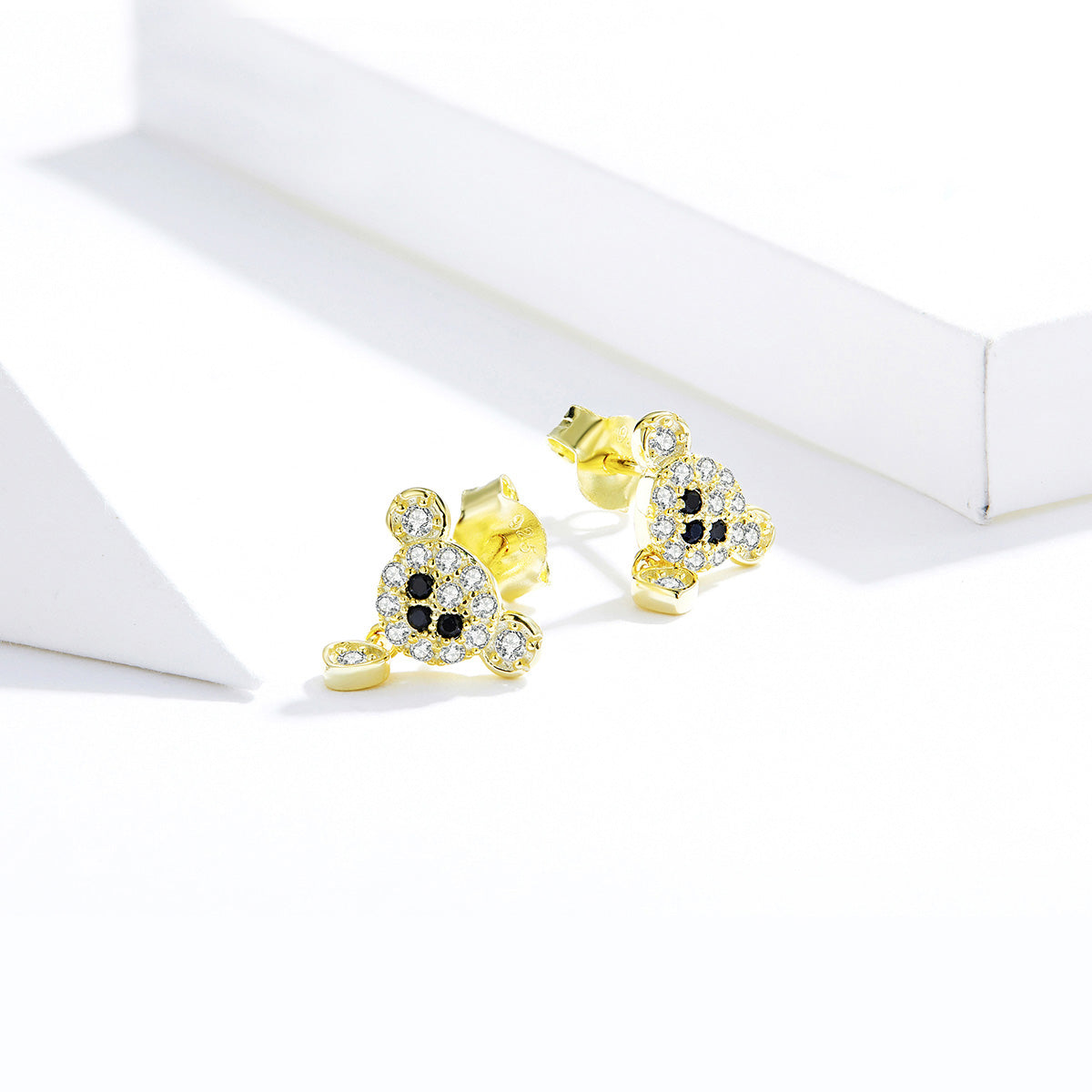 Sterling Silver Cute Bear Stud Hypoallergenic Earrings