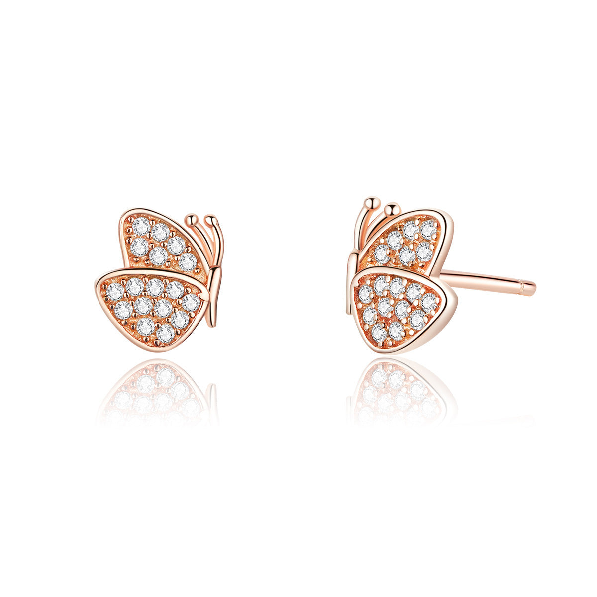 Sterling Silver Cute Butterfly Stud Hypoallergenic Earrings