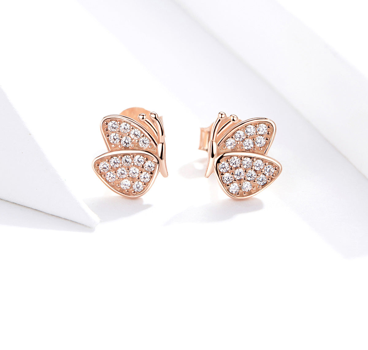 Sterling Silver Cute Butterfly Stud Hypoallergenic Earrings