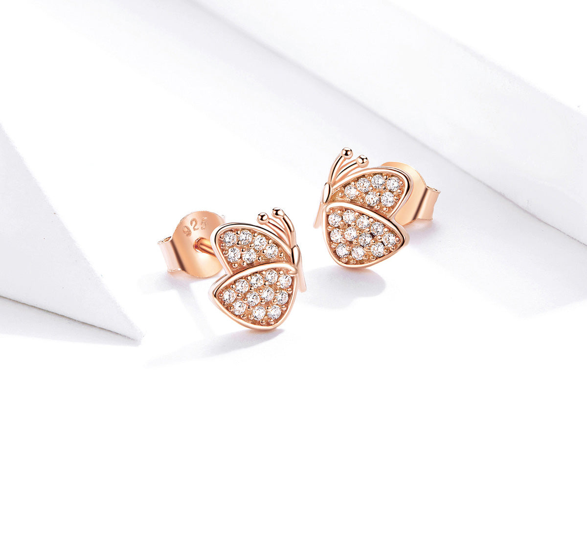 Sterling Silver Cute Butterfly Stud Hypoallergenic Earrings