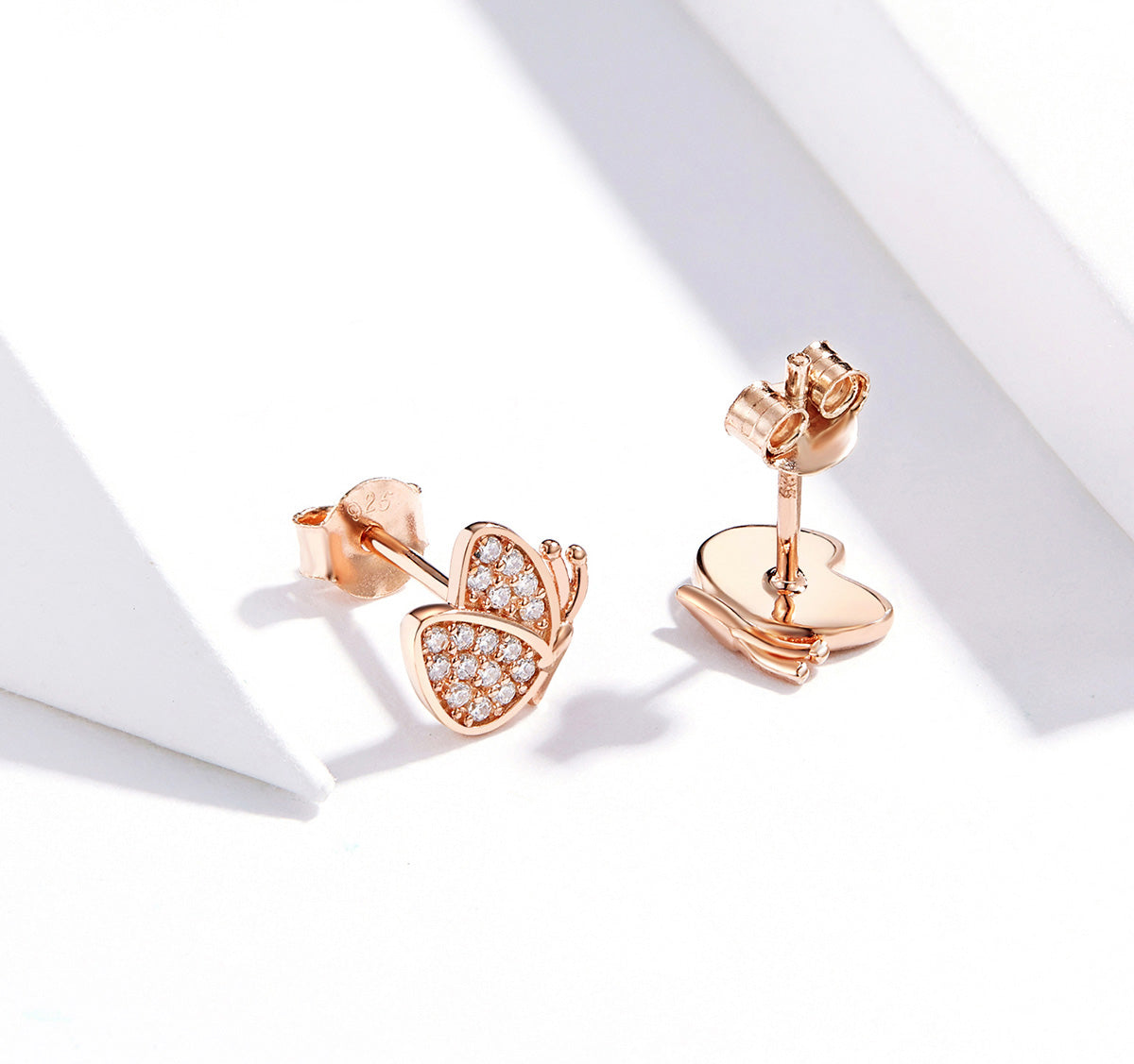 Sterling Silver Cute Butterfly Stud Hypoallergenic Earrings
