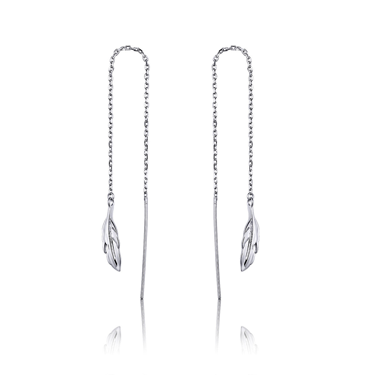 Sterling Silver Feather Threader Hypoallergenic Earrings