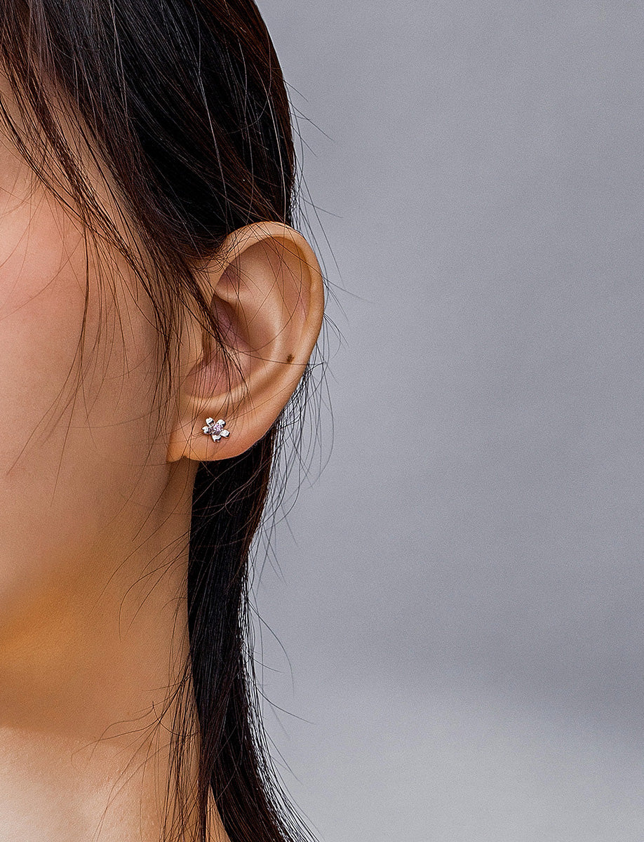 Sterling Silver Little Flower Stud Hypoallergenic Earrings