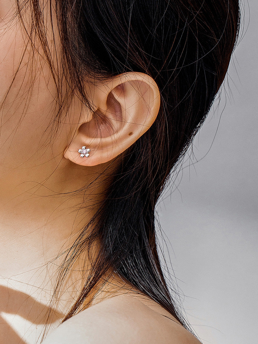 Sterling Silver Little Flower Stud Hypoallergenic Earrings