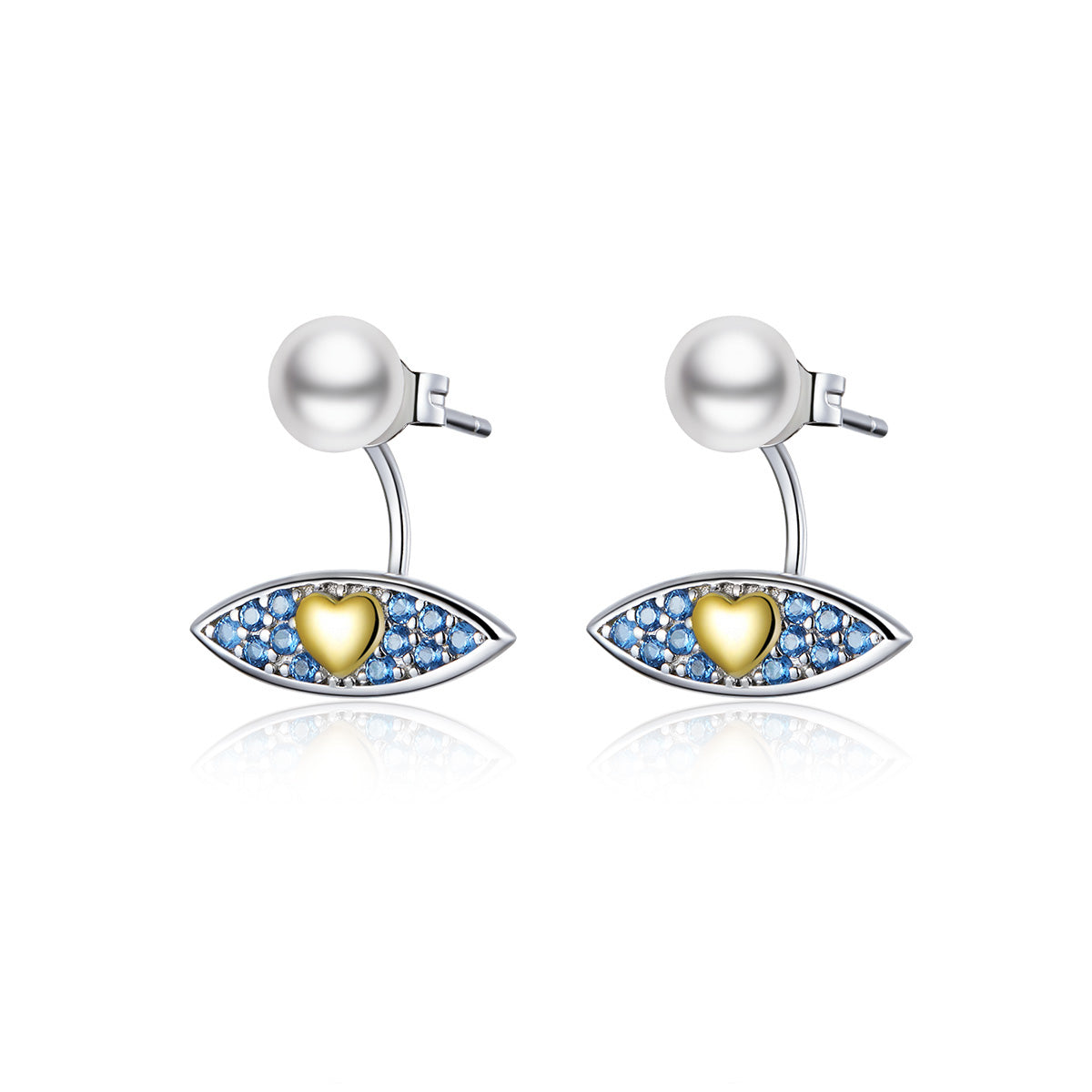 Sterling Silver Love Eye Pearl Stud Hypoallergenic Earrings