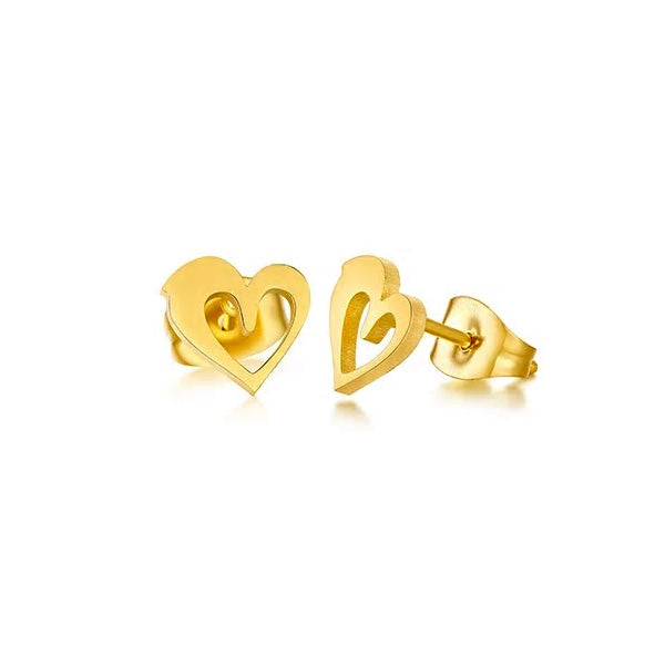 Stainless Steel Little Dolphin Heart Stud Earrings