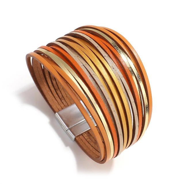 Multi-colour Leather Multilayer Bracelet - Various