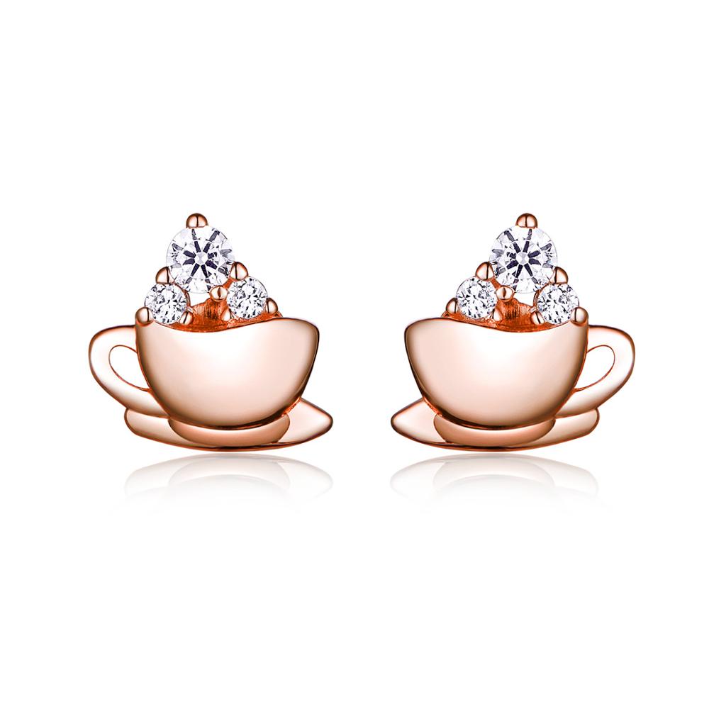 Sterling Silver Coffee Lover Stud Hypoallergenic Earrings
