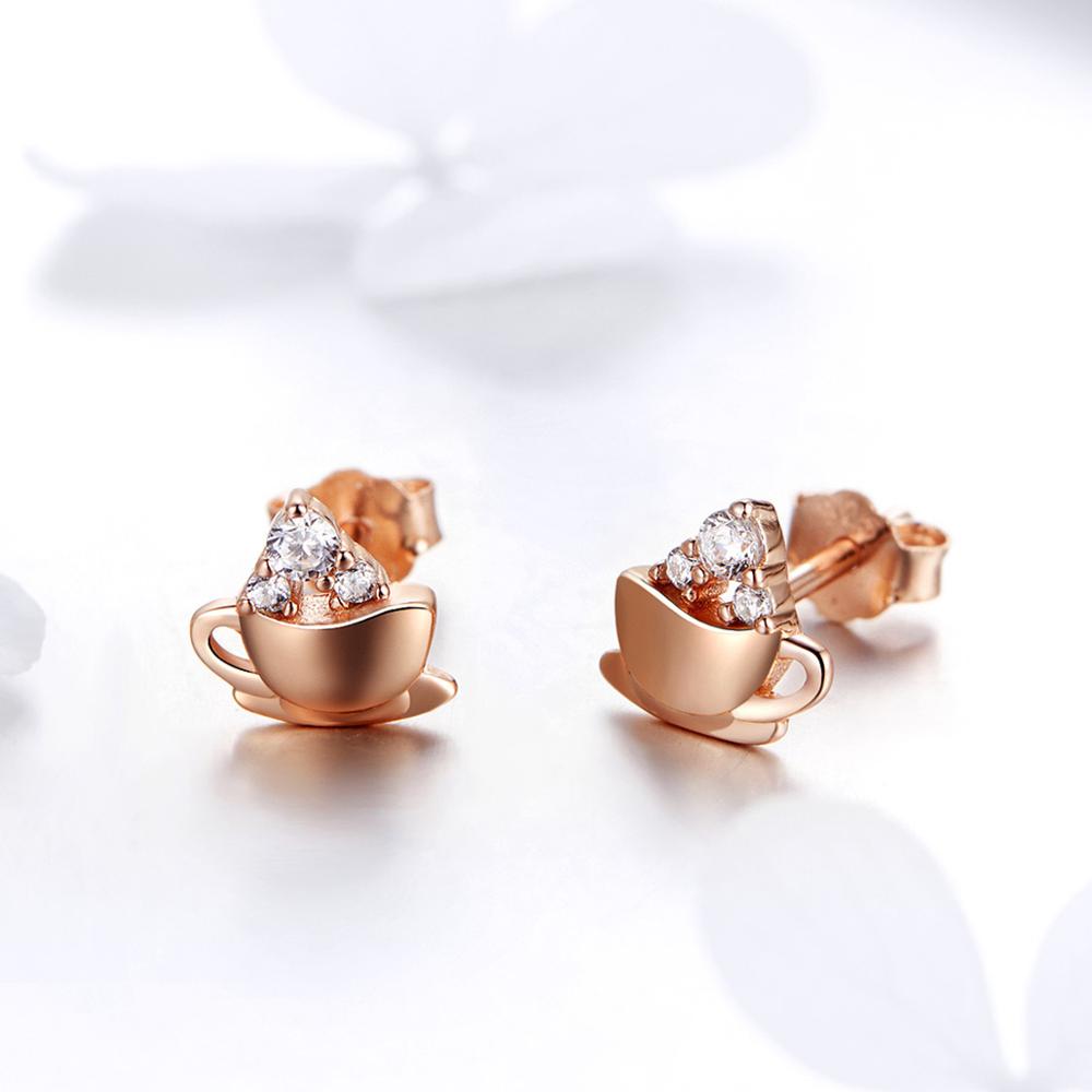 Sterling Silver Coffee Lover Stud Hypoallergenic Earrings