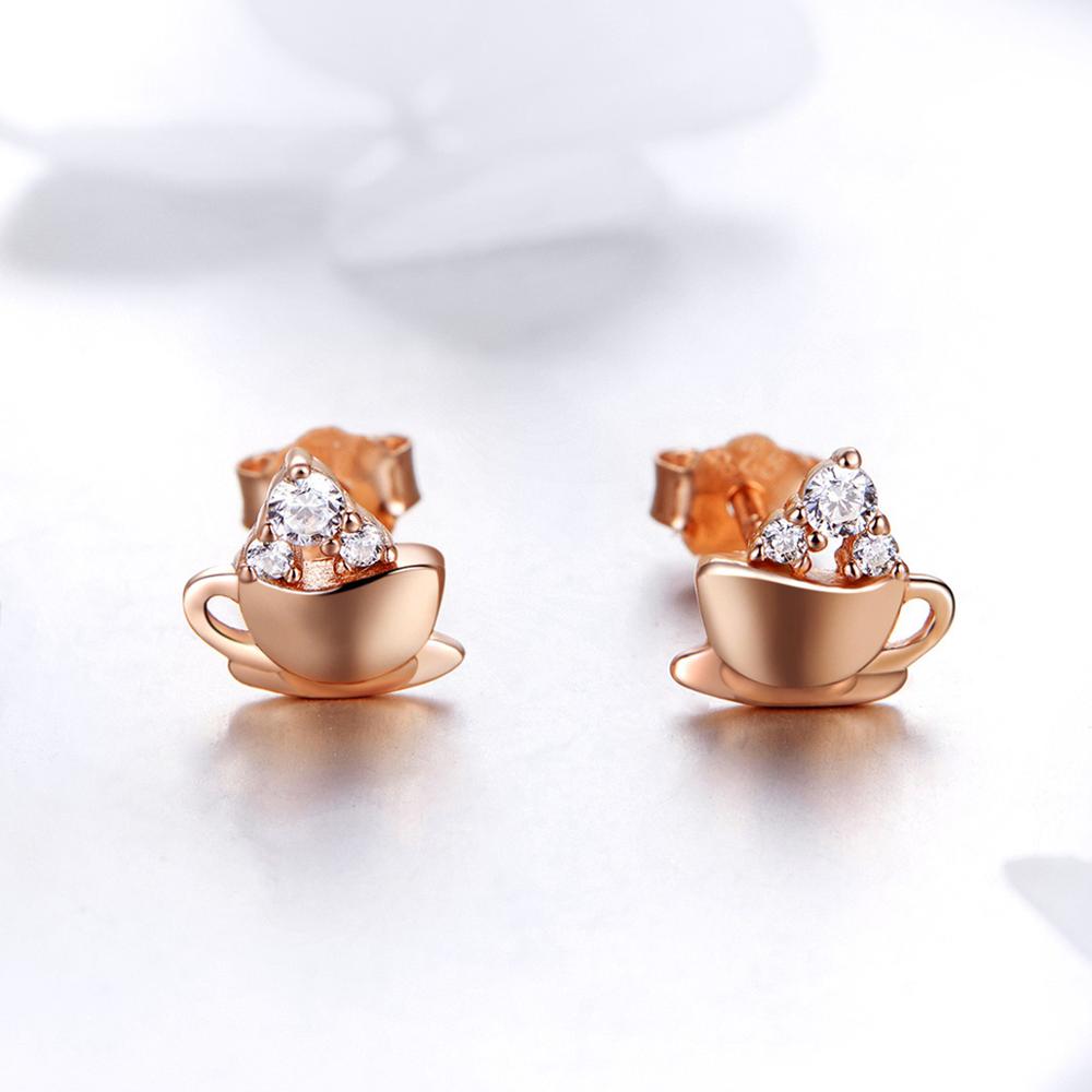 Sterling Silver Coffee Lover Stud Hypoallergenic Earrings