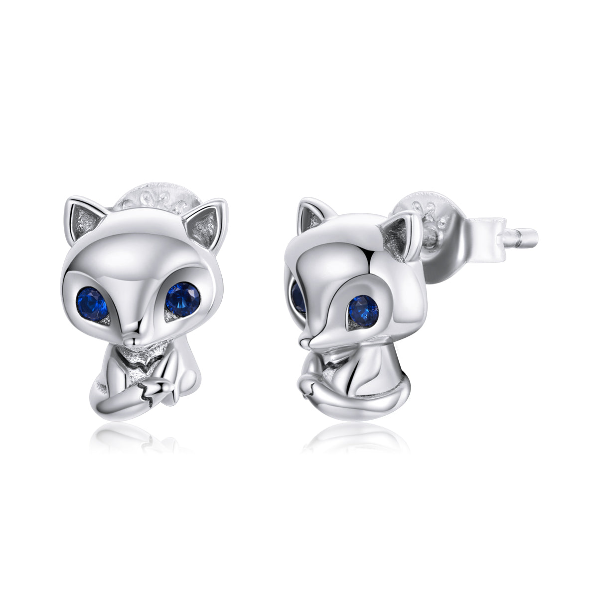 Sterling Silver Cute Fox Stud Hypoallergenic Earrings